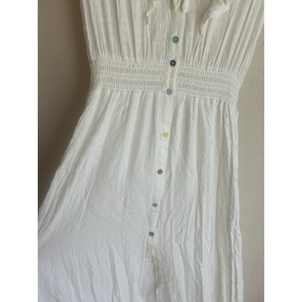 Cream Ruffled Button-Front Midi Dress - Picture 8 of 11